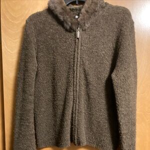 Carole Little size L faux fur trimmed hoody